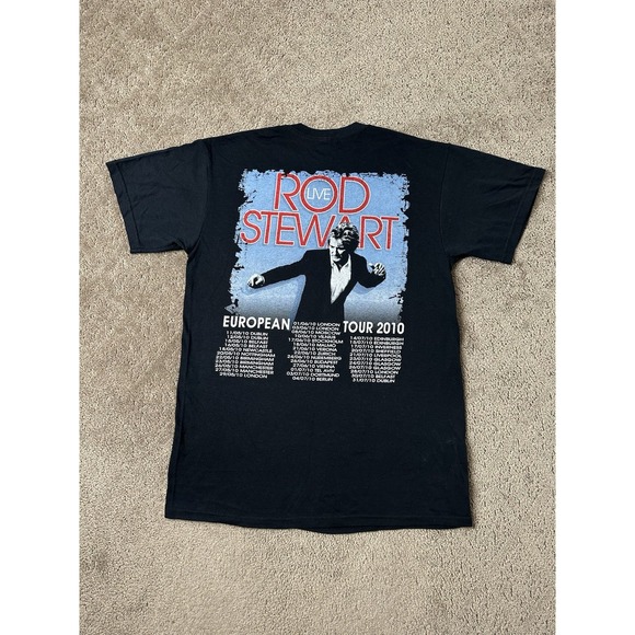 Vintage Mens Tshirt ROD STWEART 2010 EURO TOUR TEE SHIRT, Music Size M - Picture 4 of 7